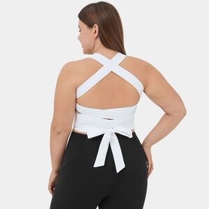 NWT Halara Softlyzero Airy Crop Top — Coral Red — Size Large